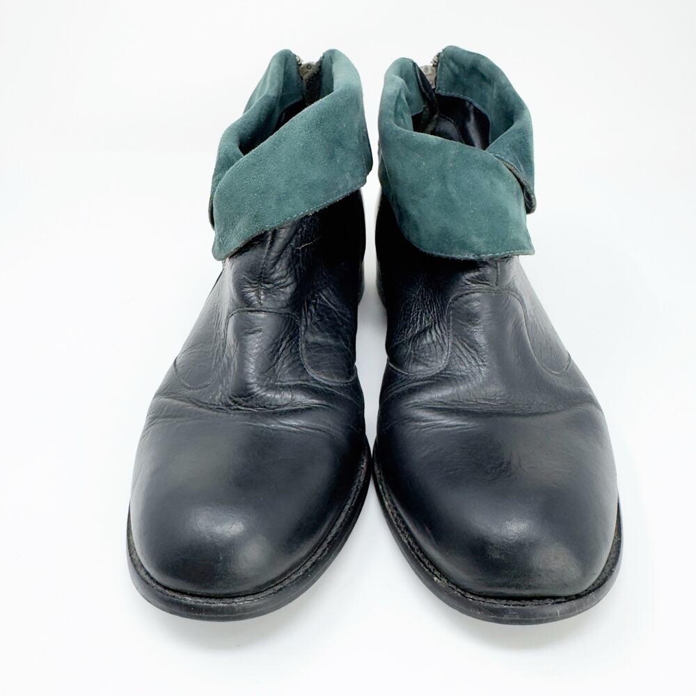 Schuler & Sons Philadelphia Womens Suede Contrast Cuff Leather Black Booties 9B - Picture 2 of 7